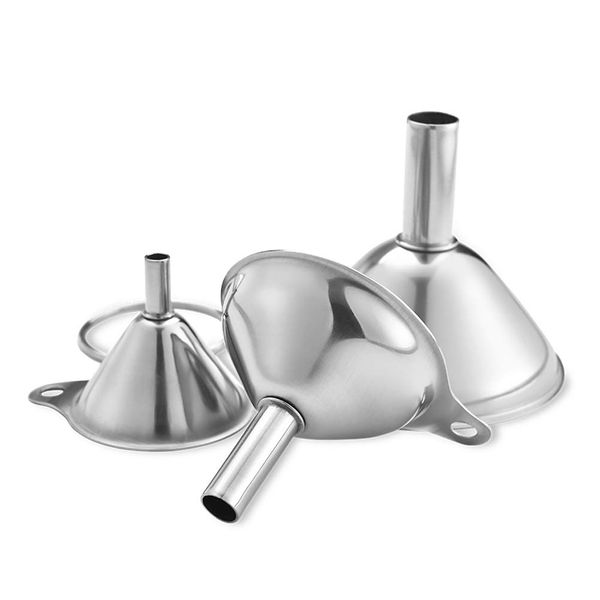 Lakatay Stainless Steel Funnels, 3pcs Mini Filling Kitchen Funnel, Sizes Large to Small Funnels for Transferring Essential Oils, Liquid, Fluid, Dry Ingredients & Powder, Durable and Dishwash