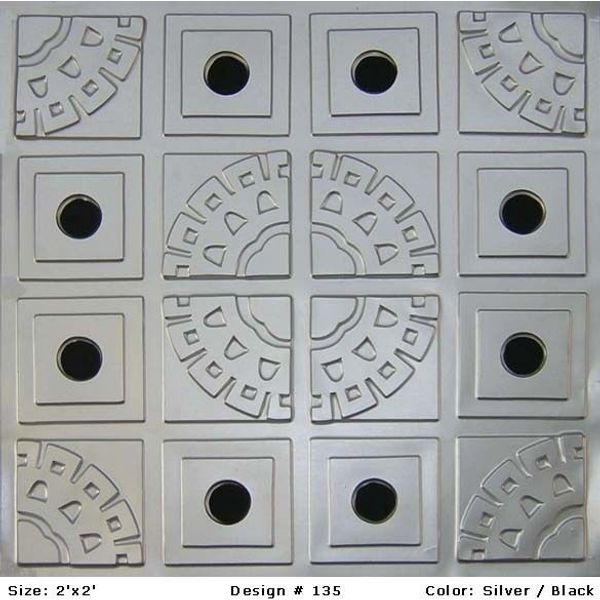 Decorative Glue Up Faux Tin Ceiling Tiles Silver Black  #135