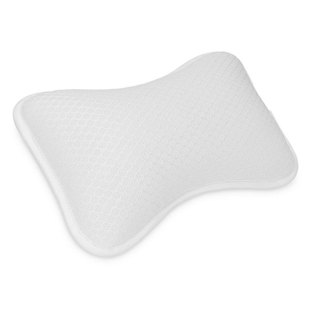 Navaris Bath Pillow for Head Neck Support - Small Anti-Slip Cushion for Pool, Hot Tub, Home Spa and Relaxation with 2 Suction Cups - White