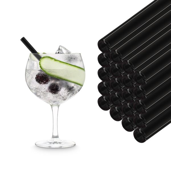Halm Schwarze Glas Strohhalme kurz Wiederverwendbar Trinkhalm - 50 Stück gerade 15 cm für Gastronomie, Restaurant, Bar, Cafe, Hotel - Spülmaschinenfest - Glastrinkhalme