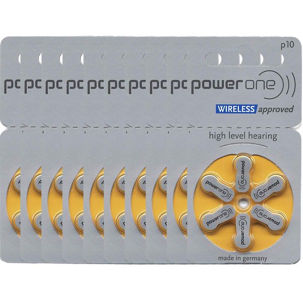 PowerOne Hearing Aid Batteries Size 10 - 10 Packs of 6 Cells