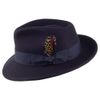 Jaxon & James Crushable C-Crown Wool Felt Fedora Hat - Navy Blue M