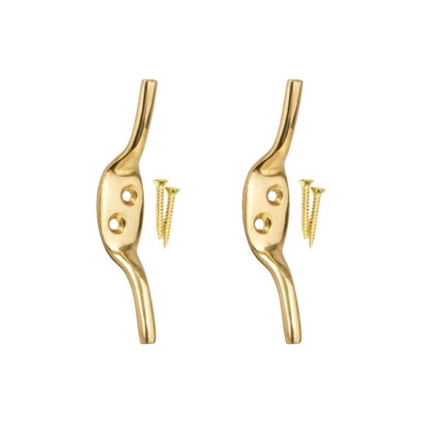 Brass Cleat Hooks Roman Blind Tie Back Brass Cord Hooks Washing Line Tie Downs Curtain Blind Cleat Hook Pack of 2.