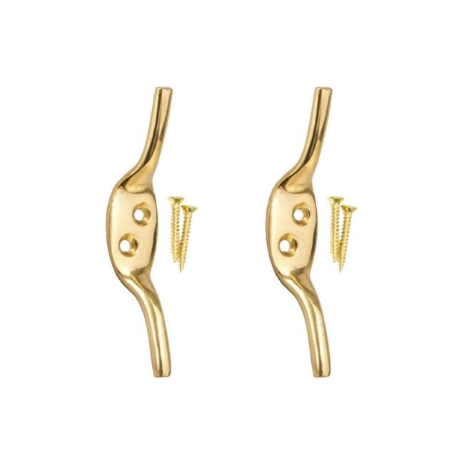 Brass Cleat Hooks Roman Blind Tie Back Brass Cord Hooks Washing Line Tie Downs Curtain Blind Cleat Hook Pack of 2.