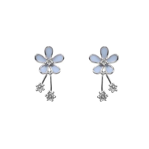 SLUYNZ 925 Sterling Silver Pretty Flowers Earrings Studs for Women Teen Girls Elegant CZ Flowers Studs Earrings (A-Silver)