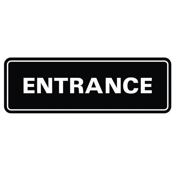 Standard ENTRANCE Door/Wall Sign - Black - Small (2 Pack)