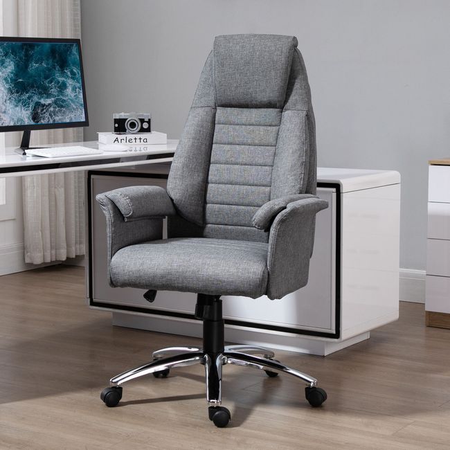Executive Chair Office High Back Padded Swivel Computer Seat Ergonomic Grey