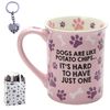 Dog Lady Coffee Mug, Paw Print Keychain & Bag - Bundle Set