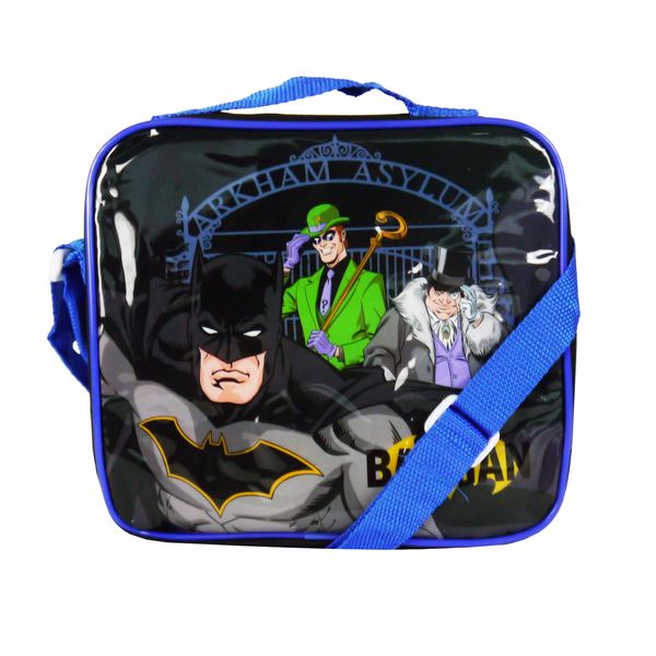 CharacterOutlet Batman, Joker & Penguin Children's Character Insulated Lunch Bag with Shoulder Strap & Mesh Side Pocket