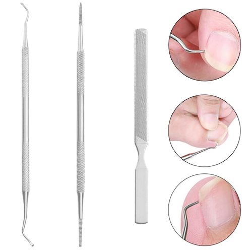Nail File, Nail Scalking Remover, Set of 3, Stainless Steel, Nail Lifter, Nail Scalk, Intruded Nails, File, Winding Nails, Thick Nails, Foot Care, Nail Care