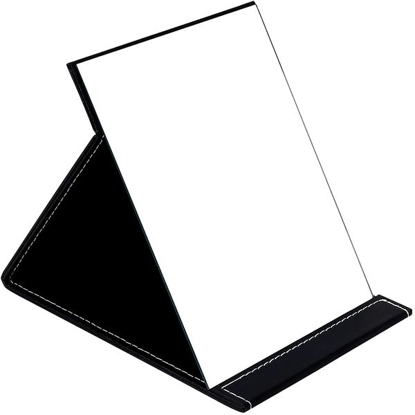 DUcare Makeup Mirror, Tabletop Mirror, Folding Mirror, Stand, Foldable, Borderless, Large Mirror, Adjustable Angle, Compact Storage, Clear Pictures, Black