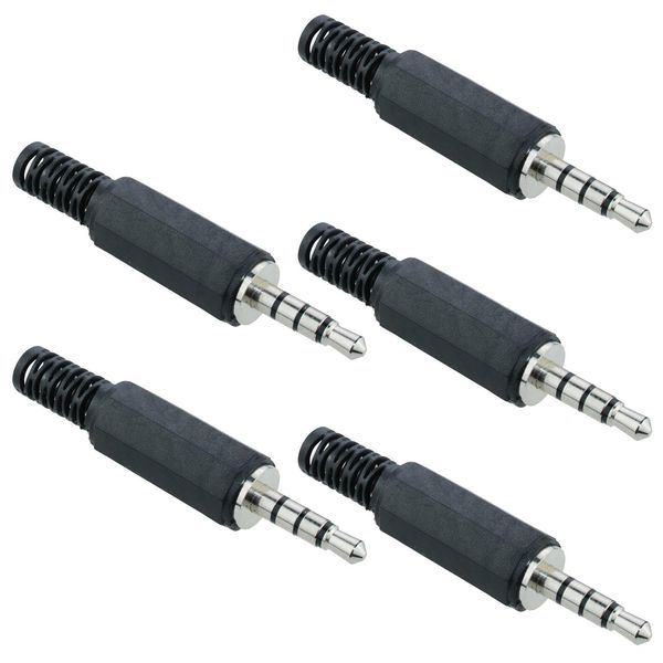 3.5mm Miniature 4-Pole Insulated Jack Plug Electronic Component (Pack of 5)