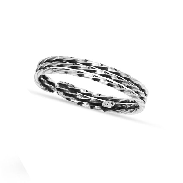 LeCalla 925 Sterling Silver Diamond-Cut Wire Adjustable Toe Ring for Women