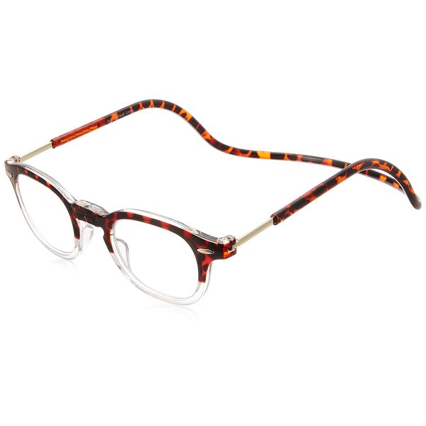 Click Reader Clic Vintage Men's Reading Glasses, tote/clear