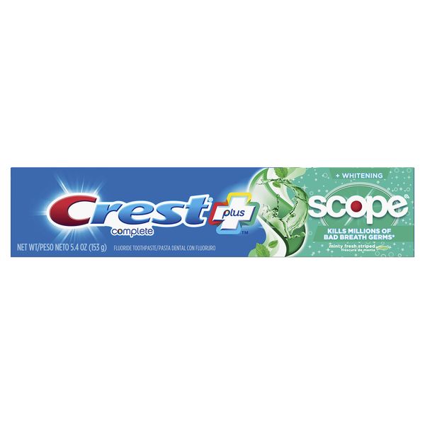 Crest Complete Multi-Benefit Whitening + Scope Fluoride Toothpaste Minty Fresh Striped - 5.4 oz (153 g)