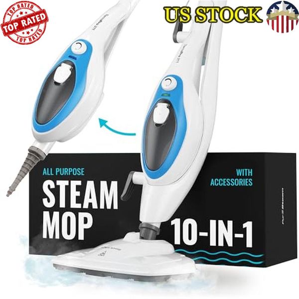 10-in-1 Steam Mop Floor Steamer with Det Homes with Children/pets Lightweight