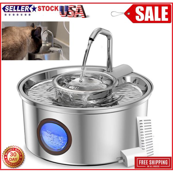 Kitty Spout Cat Water Fountain,108oz/3.2L Stainless Steel Dog PET Water Fountain