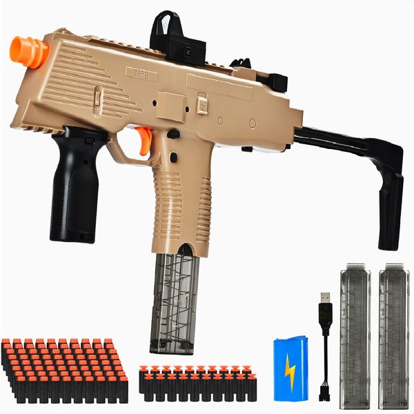 Realistic Automatic Toy Gun for nerf Guns Darts Electric Sniper RifleToy Guns for Boys with Scope 100 Soft Bullets 2 Magazines, Foam Blasters for Adults Kid Age 8-12 + Outdoor Toys for boy