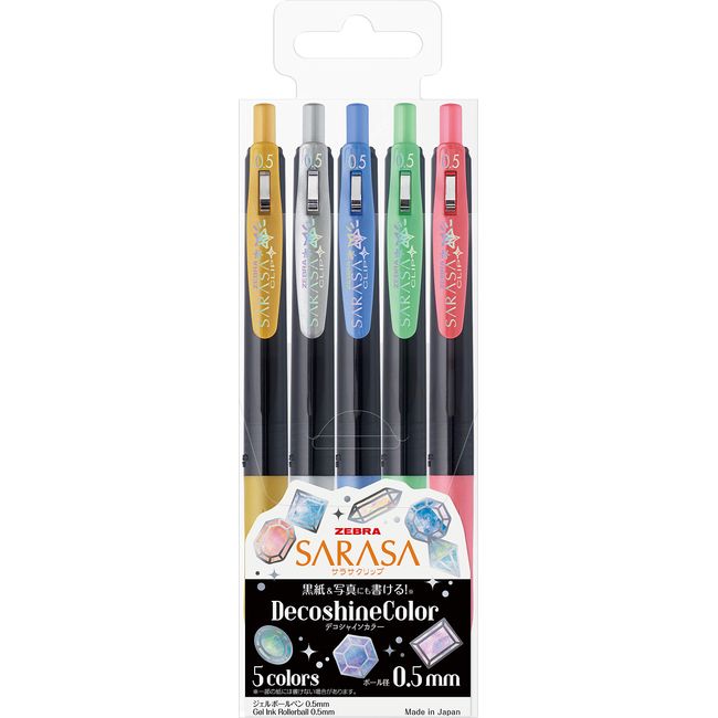 Zebra Gel Ballpoint Pen Sarasa Clip 0.5mm Deco Shine Color Set of 5 Colors JJ15-5C-SH