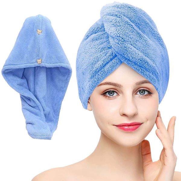 Hair Dry Towel, Towel Cap, Shower Cap, Microfiber, Fluffy, Soft to the Touch, Hair Turban, For Long Hair, Lightweight, Strong Absorbent, Quick Drying, Extra Thick Hair Towel, Towel Cap, Cold