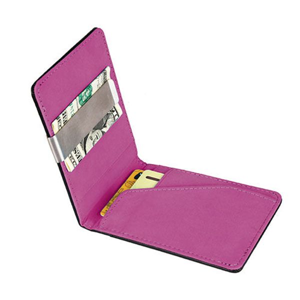 Unisex PU Leather Wallet RFID Blocking Slim Bifold Credit Card Holder with Money Clip - Red