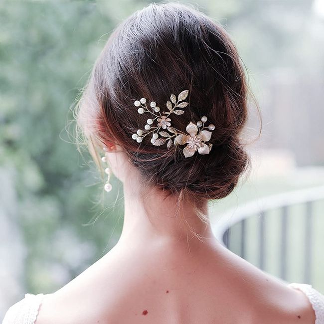 BSLVWG Haarspange Strass Braut Haarschmuck Silberne Blume Haarspange für die Braut Brautjungfer Handgefertigte Blumen Haarnadeln Kopfstücke für Frauen und Mädchen Hochzeit Haarteil