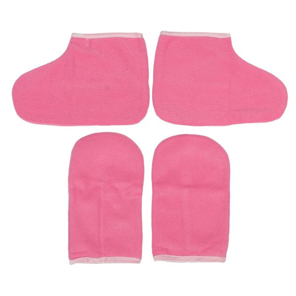 200pcs Paraffin Wax Bath Terry Cloth Gloves Booties Disposable Hand and Foot Liner Insulated Wax Bath Hand Treatment Mitts Foot Spa Cover Pedicure Bags for Women Pink