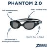Zoggs Phantom 2.0 Black Grey Tint Smoke