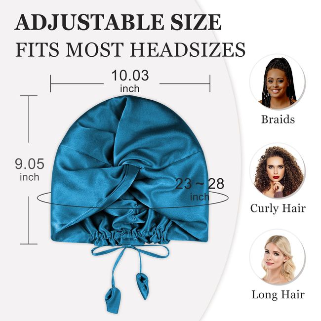 Silk Satin Hair Bonnet for Sleeping - Adjustable and Reversible