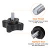 sourcing map 6pcs Star Knobs M5 x 10mm Male Thread Plastic 4-Star Stud Knob Hand Tightening Clamping Screw Replacement Threaded Handle, Black