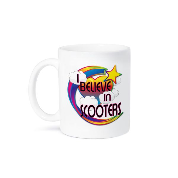 3dRose Scooters Cute Believer Design Ceramic Mug, 11 oz, White