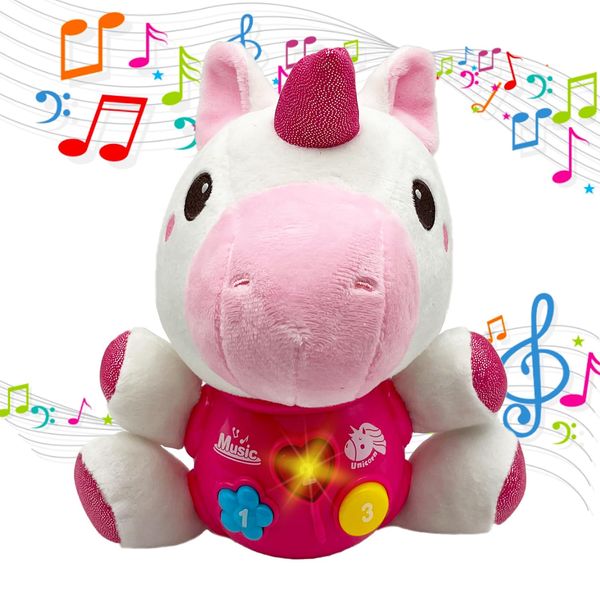 DMFJKJH Baby Unicorn Musical Toys, Infant Light Music Set, Christmas Birthday Gifts 6 12 18 Month, Stocking Stuffer Shower Basket 1 2 Year Toddler Boy (Unicorn)