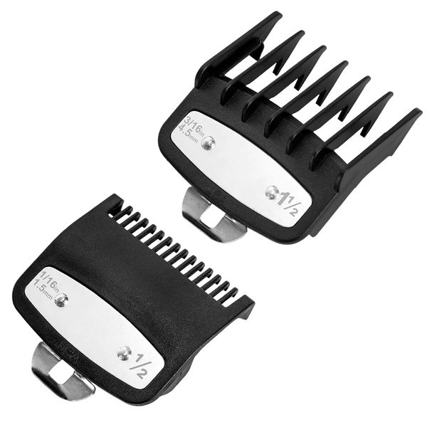 Verazquy 2 Pcs Clipper Guards, Compatible with Wahl Clippers 0.5 1.5 Men Professional Hair Cordless Trimmer Clippers Limit Combs Hairwith Metal Clip Extra Long Life Trimmer Guard for Most Person