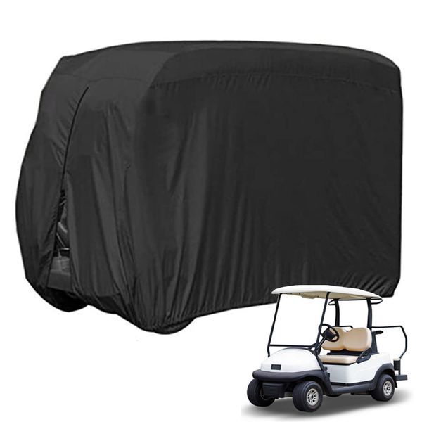 FLYMEI 2 Passenger Golf Cart Covers, Waterproof Outdoor Golf Cart Cover for EZ GO Club Car Yamaha Golf Carts, Dustproof 2 Seat Club Car Cover Golf Cart Seat Covers, 95" L x 48" W x 66" H, Black