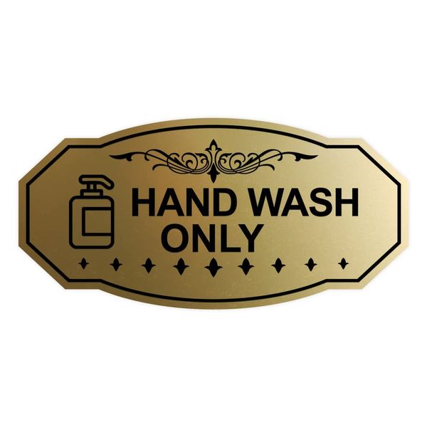 Victorian Hand Wash Only (Soap) Sign (Brushed Gold) - Medium