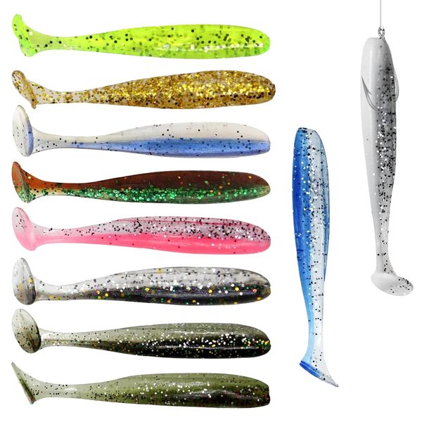 Keboyoe 110 Stück Gummifische Set Barsch Gummiköder Barsch Angelköder Gummifisch Zander 7cm Gummiköder Set Weiche Kunstköder gummifische für Hecht barsch Forelle