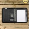 Arpan A4 Conference Folder with Handle Ringbinder Folio with Zipper Soft Padded Cover - Black (2)