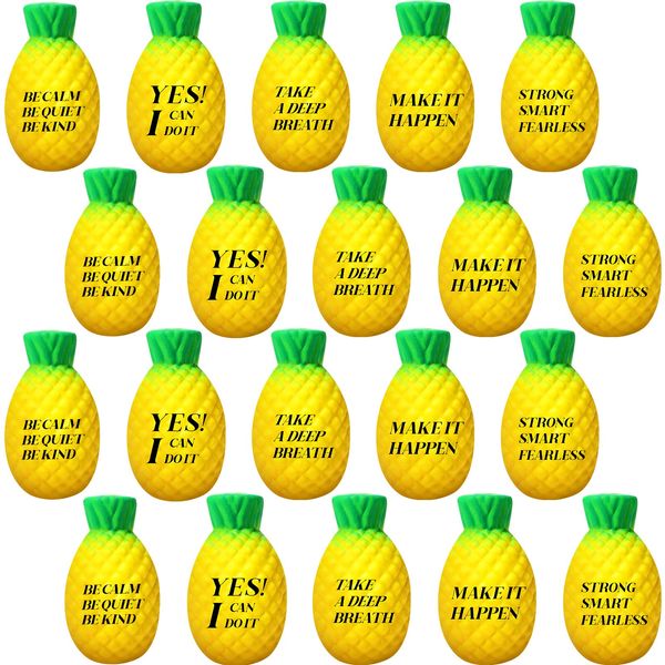 20 Pcs Pineapple Stress Ball Motivational Fidget Toys Ball Pineapple Fidget Toys Inspirational Pineapple for Adults Anxiety Relief Hand Exercise Motivating Encouraging, 2.09 x 1.18 Inches