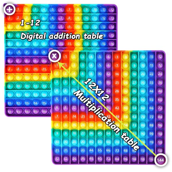 EK-Memory-fish Multiplication Game Table Digital Multiplication Board Game, Addition and Multiplication in One, Rainbow Dimple Fingertip Toy, Create Stress-Relieving Math Manipulation (1 Piece)