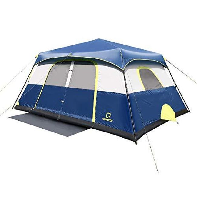 10 Person 60 Seconds Set Up Camping Tent, Waterproof Pop Up Tent with Top Rainfly, Instant Cabin Tent, Advanced Venting Design, Provide Gate Mat