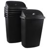 13 Gallon Black Trash Can, Plastic Swing Top Kitchen Garbage Waste Basket 4-Pack