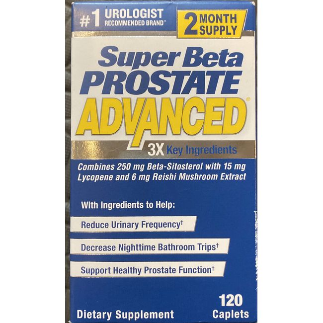 Super Beta Prostate Advanced Male Supplement with Beta-Sitosterol, 120 Caplets,