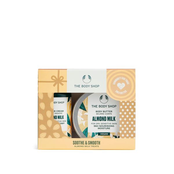 The Body Shop Soothe & Smooth Almond Milk Treats Holiday Gift Set 2-Piece Holiday Gift Set, for Dry, Sensitive Skin, Vegan, 2-Piece Set