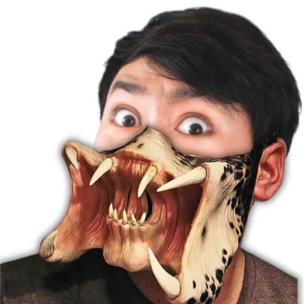 [Wanda-b] Fear Reptarian Alien Predator Reptile Mask Halloween Headgear Halloween Latex Cosplay Mask Horror Soul Horror Cosplay Scary Face Mask Party Banquet Costume Props Adult Child Mask