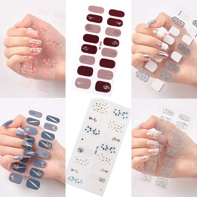 NAILDOKI No Damage Nail Stickers, Nail Wrap, Nail Accessories, Real Nail Gel Stickers, Women, Cute, Popular, Stylish, Advanced, 6 Pieces