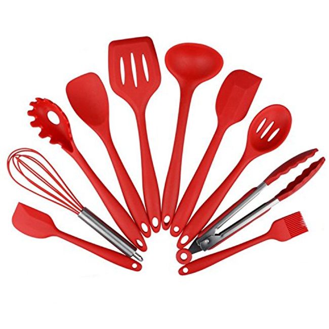 Kitchen Tools, Silicone Cookware Set, Pastry Utensils, Set of 10, Kitchen Utensils, Food Grade Silicone, Home Chef, Cooking Utensils, Heat Resistant, Easy Storage, Cooking Tools, Turner, Spatula,