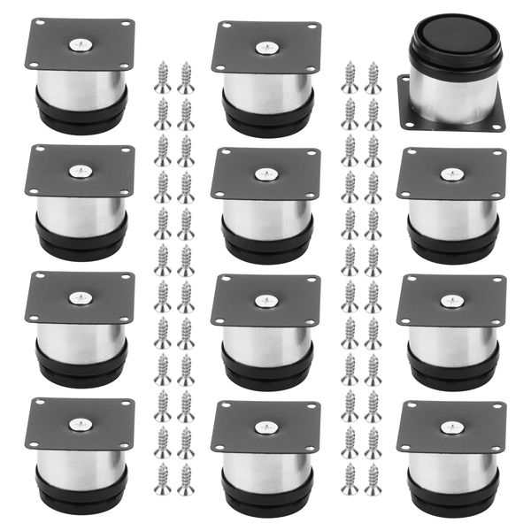 MUKCHAP 12 PCS 50mm Adjustable Furniture Cabinet Legs, Stainless Steel Adjustable Sofa Legs with 48 screws, Metal Furniture Feet for Nightstand, Cabinet