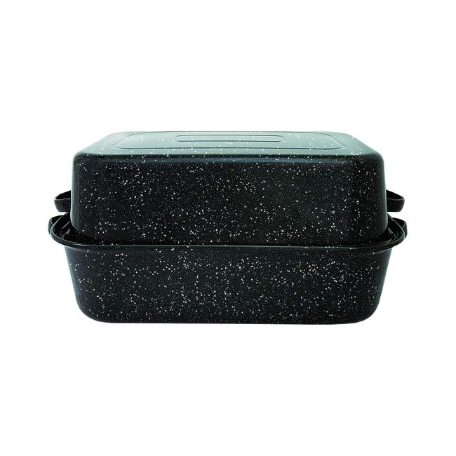 Speckled Enamel Roasting Pan With Lid Rectangle Roaster 