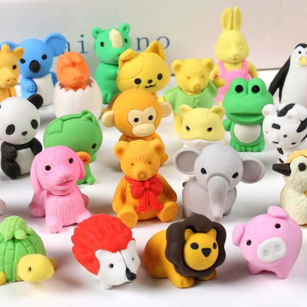 MSTIPO 35Pcs Animal Eraser Kids Pencil Eraser Bulk Detachable Eraser Educational Eraser Toy Party Gifts, School Supplies Gifts, Classroom Student Prizes, Carnival Gifts and Easter Egg Fillers