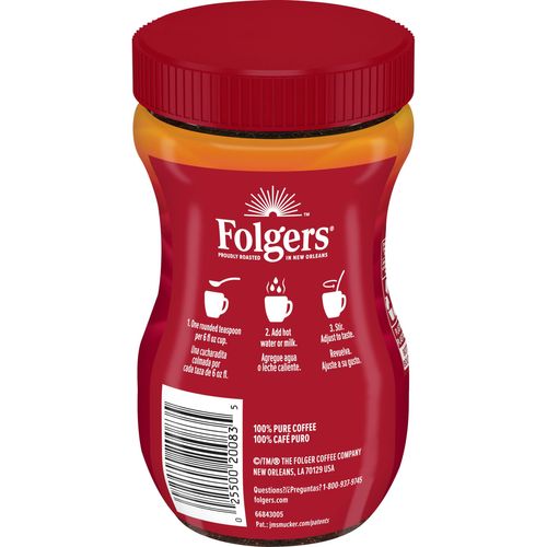 Folgers Classic Roast Instant Coffee, 3-Ounce Jar